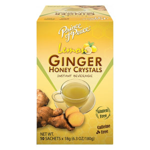 Prince Of Peace, Instant Lemon Ginger Honey Crystals, 10 Bags