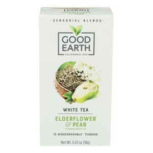 Good Earth Teas, Sensorial Blends White Tea Elderflower Pear, 15 Bags (Case of 5)