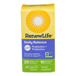 Renew Life, Daily Balance Probiotics plus Prebiotics, 60 VegCaps