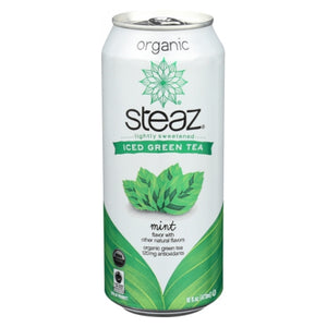 Steaz, Organic Lightly Sweetened Iced Green Tea with Mint, 16 Oz (Case of 12)
