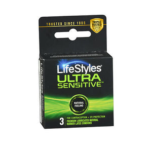 Lifestyles, Ultra Sensitive Lubricated Latex Condoms, 3 Count