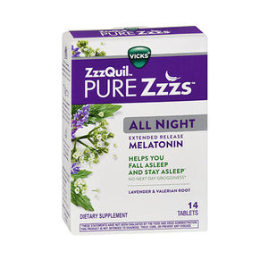 Crest, Vicks ZzzQuil Pure Zzzs All Night Tablets, 14 Tabs