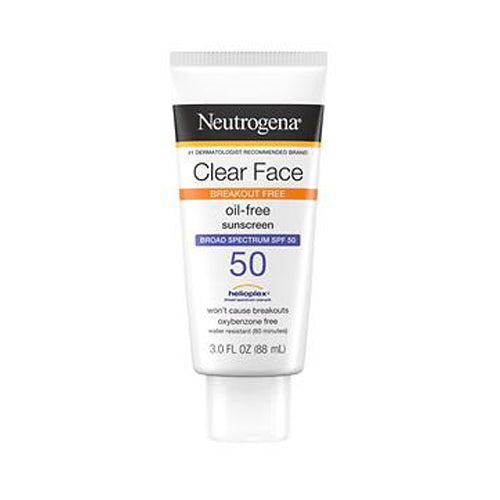 Neutrogena, Neutrogena Clear Face Breakout Free Oil-Free Sunscreen SPF 50, 3 Oz
