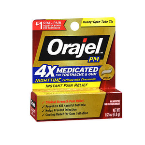 Orajel, PM Medicated Cream For Toothache & Gum, 0.25 Oz