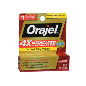 Orajel, 4x Medicated Gel For Toothache & Gum, 0.25 Oz
