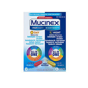 Mucinex, Fast-Max Day Time Severe Cold & Night Time Cold & Flu, 20 Caps