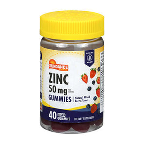 Nature's Truth, Sundance Vitamins Zinc Vegan Gummies Natural Mixed Berry Flavor, 50 Mg, 40 Count