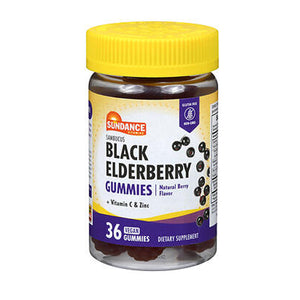 Nature's Truth, Sundance Vitamins Black Elderberry Vegan Gummies Natural Berry Flavor, 36 Count