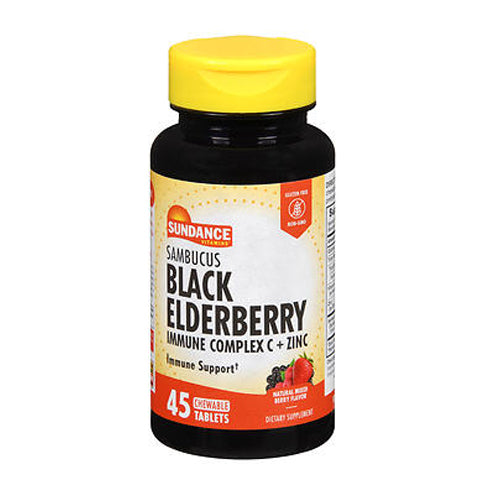 Nature's Truth, Sundance Vitamins Sambucus Black Elderberry Chewable, 45 Tabs