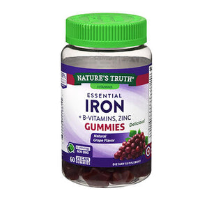 Nature's Truth, Nature's Truth Essential Iron + B-Vitamins, Zinc Gummies Natural Grape Flavor, 60 Gummies