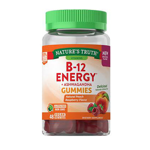 Nature's Truth, Nature's Truth B-Energized + B Vitamins, L-Carnitine, Ashwagandha Gummies Natural Grape Peach Flavor, 48 Gummmies