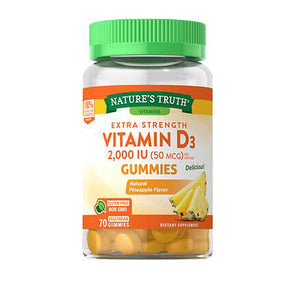 Nature's Truth, Nature's Truth Extra Strength Vitamin D3 Gummies Natural Pineapple, 70 Count