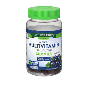 Nature's Truth, Nature's Truth Men's Multivitamin + B-12, D3, Zinc Gummies Natural Blueberry Flavor, 70 Count