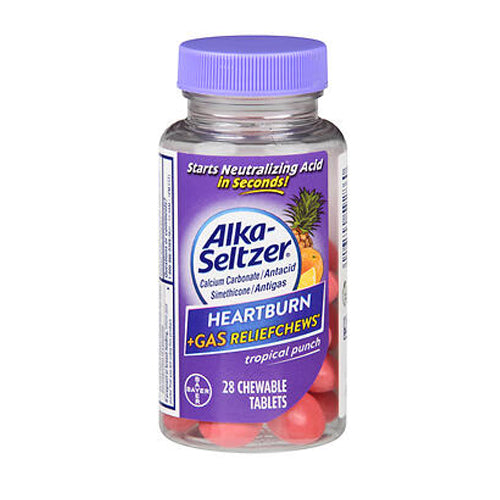 Alka-Seltzer, Alka-Seltzer Heartburn + Gas Relief Chews Tropical Punch, 28 Chews