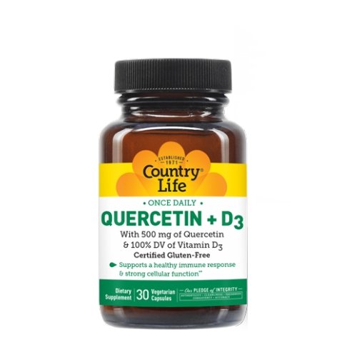 Country Life, Quercetin + D3, 30 Caps