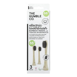 The Humble Co, Electric Toothbrush Replaceable Bamboo Head Charcoal Infused Bristle, 3 Count