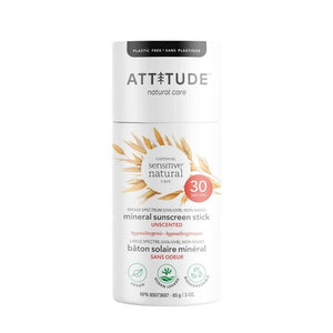 Attitude, Sunscreen Face Stick SPF 30 Sensitive Skin Unscented, 3 Oz
