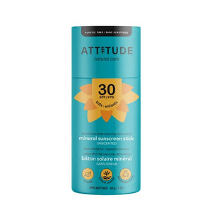 Attitude, Sunscreen Stick SPF 30 Baby & Kids Mineral, Fragrance Free 3 Oz