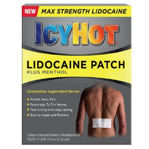 Icy Hot, Topical Pain Relief Icy Hot 4% - 1% Strength Lidocaine / Menthol Patch 5 per Box, Count of 5