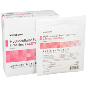 McKesson, McKesson Acrylic Adhesive with Border Foam Dressing 4 x 4 Inch, Count of 10