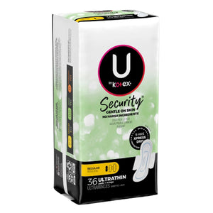 Kimberly Clark, Feminine Pad U by Kotex Security Ultra Thin with Wings Regular Absorbency, Count of 36