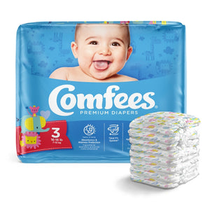 Attends, Attends Comfees Premium Diapers Unisex Baby Tab Closure Size 3, Count of 36