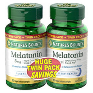 Nature's Bounty, Melatonin Twin Pack, 5 mg, 60 + 60 Count