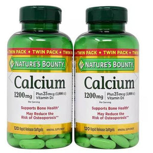 Nature's Bounty, Calcium + Vitamin D Twin Pack, 1200 mg, 120 + 120ct