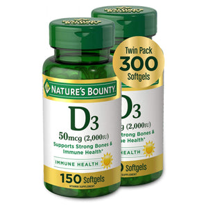 Nature's Bounty, Vitamin D 2000 IU Bonus Twin Packs, 150 + 150 Count