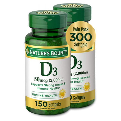 Nature's Bounty, Vitamin D 2000 IU Bonus Twin Packs, 150 + 150 Count