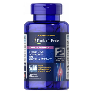 Puritan's Pride, 7 Day Formula Joint Soother Glucosamine Chondroitin MSM & Boswellia, 60 Caplets