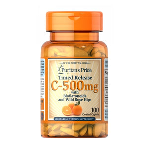 Puritan's Pride, Vitamin C-500 mg with Rose Hips Time Release, 100 Caplets