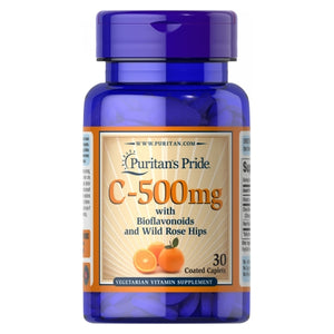 Puritan's Pride, Vitamin C-500 mg with Bioflavonoids and Rose Hips Trial Size, 30 Coated Caplets