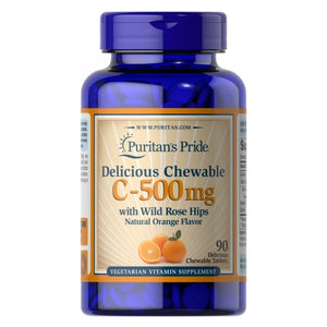 Puritan's Pride, Chewable Vitamin C 500 mg with Rose Hips, 90 Chewables