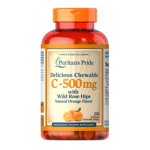 Puritan's Pride, Chewable Vitamin C-500 mg with Rose Hips, 250 Chewables
