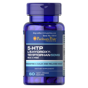 Puritan's Pride, 5-HTP 100 (Griffonia Simplicifolia), 50 mg, 60 Capsules