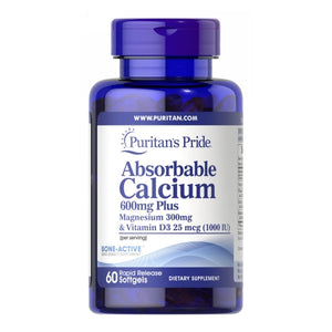 Puritan's Pride, Absorbable Calcium + Magnesium & Vitamin D, 1000 IU, 60 Softgels