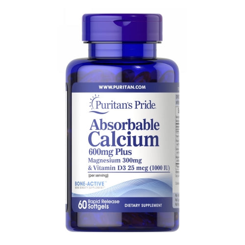 Puritan's Pride, Absorbable Calcium + Magnesium & Vitamin D, 1000 IU, 60 Softgels