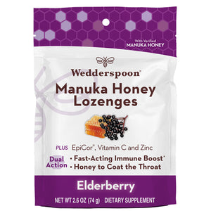 Wedderspoon, Manuka Honey Epicor Elderberry, 18 Lozenges