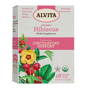 Alvita Teas, Hibiscus Flower Herbal Tea Supplement, 16 Bags