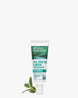 Desert Essence, Tea Tree Oil & Neem Travel Size Toothpaste Wintergreen, 1 Oz