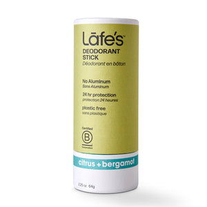 Lafes Natural Body Care, Lafe's Plastic-Free Stick Citrus+Bergamot, 2.25 Oz