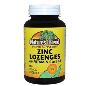 Nature's Blend, Zinc Lozenges With Vitamin C Lemon Flavor, 120 Tabs