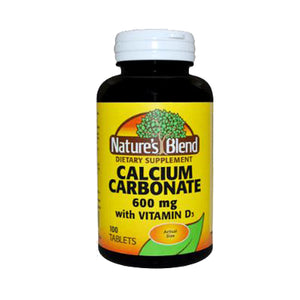 Nature's Blend, Calcium Carbonate With Vitamin D3, 600 mg, 100 Tabs
