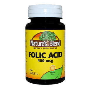 Nature's Blend, Folic Acid, 400 mcg, 250 Tabs