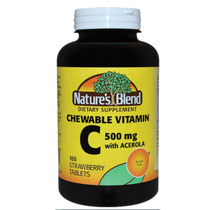 Nature's Blend, Vitamin C With Acerola Strawberry, 500mg, 100 Chews