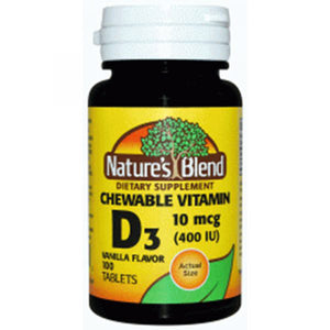 Nature's Blend, Vitamin D3 Vanilla Flavor, 10 mcg (400IU), 100 Chews