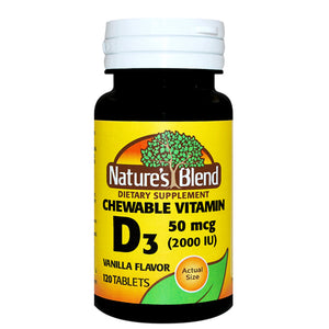 Nature's Blend, Vitamin D3 Vanilla Flavor, 50mcg (2000IU), 120 Tabs