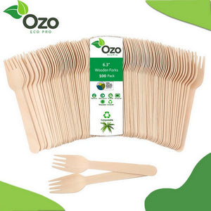 Ozo EcoPro, Wooden Forks 6.3", 100 Packets