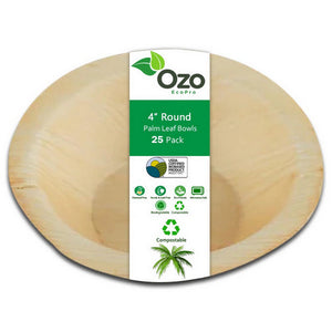 Ozo EcoPro, Palm Leaf Bowls Round 4", Pack of 25
